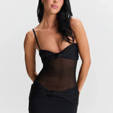 Eleina | Twist-Knot Mesh Panel Maxi Dress