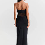 Eleina | Twist-Knot Mesh Panel Maxi Dress