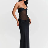 Eleina | Twist-Knot Mesh Panel Maxi Dress