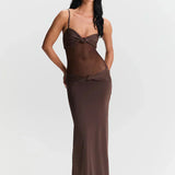 Eleina | Twist-Knot Mesh Panel Maxi Dress