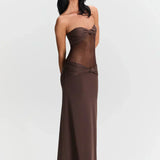 Eleina | Twist-Knot Mesh Panel Maxi Dress