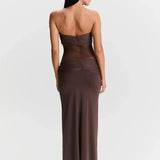 Eleina | Twist-Knot Mesh Panel Maxi Dress