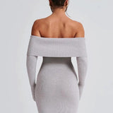 Angel | Off-Shoulder Black Maxi Dress – Premium Sculpting Knitted Gown