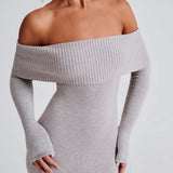 Angel | Off-Shoulder Black Maxi Dress – Premium Sculpting Knitted Gown