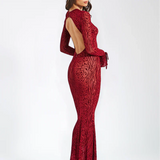 Lariza | Animal Print Semi-Sheer Sculpted Print Mesh Maxi