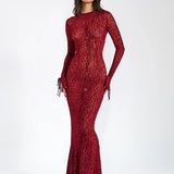 Lariza | Animal Print Semi-Sheer Sculpted Print Mesh Maxi