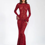 Lariza | Animal Print Semi-Sheer Sculpted Print Mesh Maxi