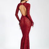 Lariza | Animal Print Semi-Sheer Sculpted Print Mesh Maxi