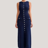 Gabriella | Sleeveless Ribbed Button-Down Maxi Dress