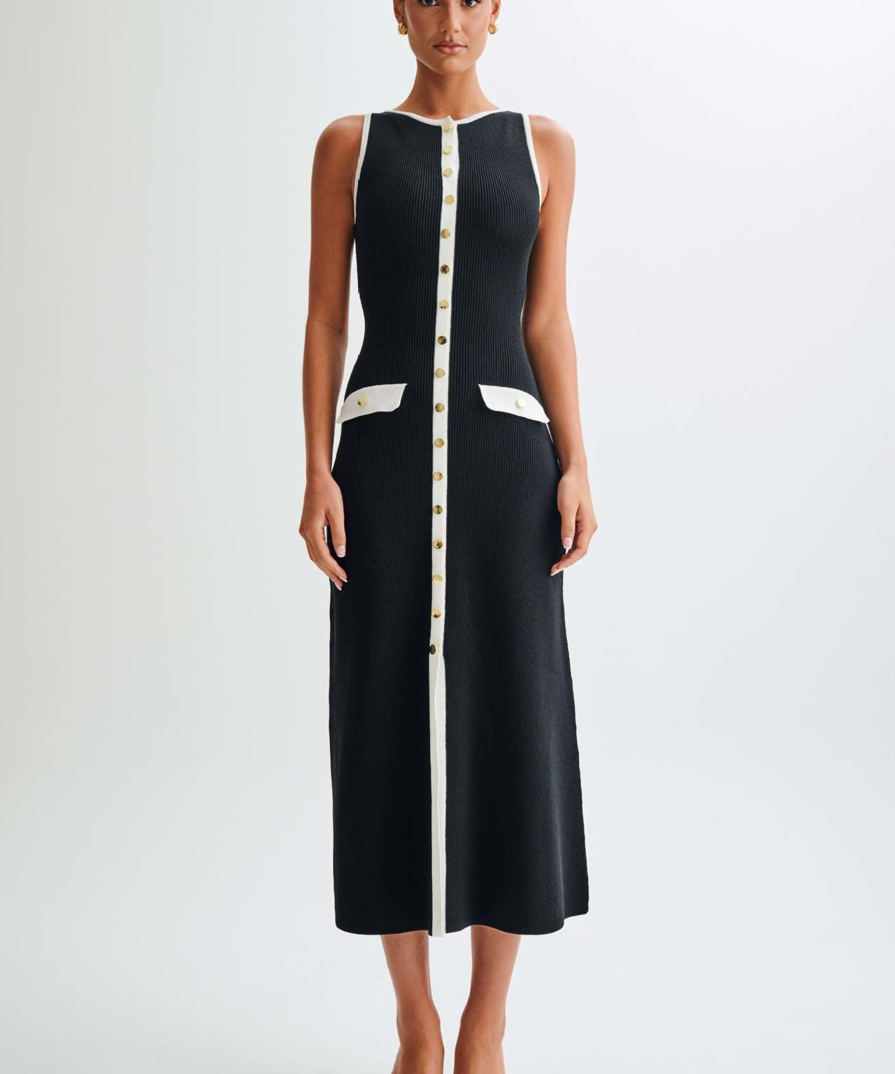 Gabriella | Sleeveless Ribbed Button-Down Maxi Dress