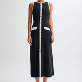 Gabriella | Sleeveless Ribbed Button-Down Maxi Dress