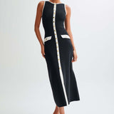 Gabriella | Sleeveless Ribbed Button-Down Maxi Dress