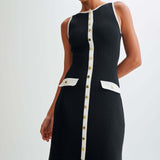 Gabriella | Sleeveless Ribbed Button-Down Maxi Dress