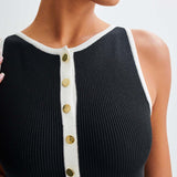 Gabriella | Sleeveless Ribbed Button-Down Maxi Dress