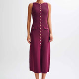 Gabriella | Sleeveless Ribbed Button-Down Maxi Dress