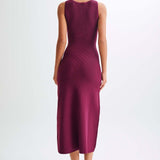 Gabriella | Sleeveless Ribbed Button-Down Maxi Dress