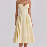 Delali | Pima Cotton Gathered Bust Midi Dress