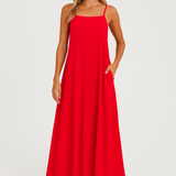 Celina | A-Line Spaghetti Strap Midi Dress
