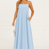 Celina | A-Line Spaghetti Strap Midi Dress