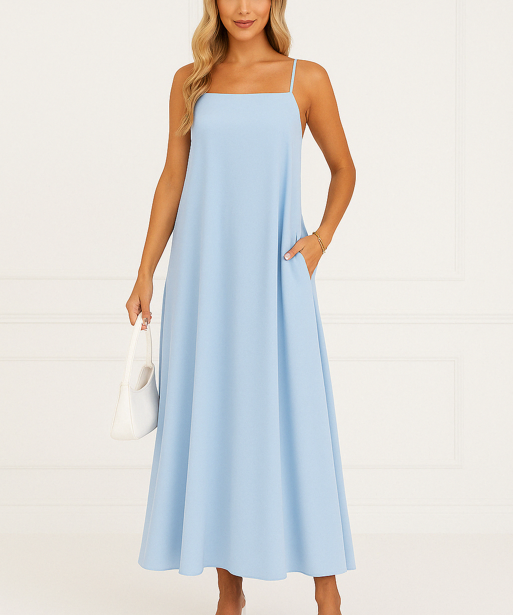 Celina | A-Line Spaghetti Strap Midi Dress