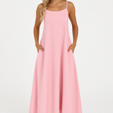 Celina | A-Line Spaghetti Strap Midi Dress