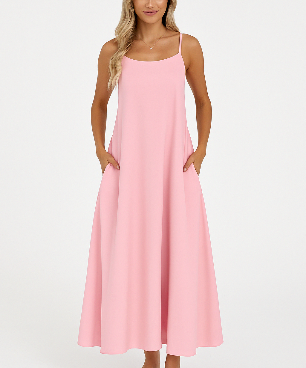 Celina | A-Line Spaghetti Strap Midi Dress