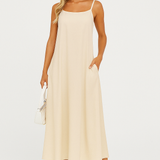 Celina | A-Line Spaghetti Strap Midi Dress