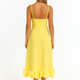 Adina | Soft Chiffon Ruffle Hem Midi Dress