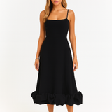 Adina | Soft Chiffon Ruffle Hem Midi Dress