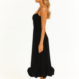 Adina | Soft Chiffon Ruffle Hem Midi Dress