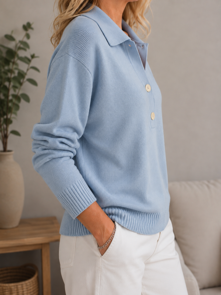 Soft Collar Button Sweater
