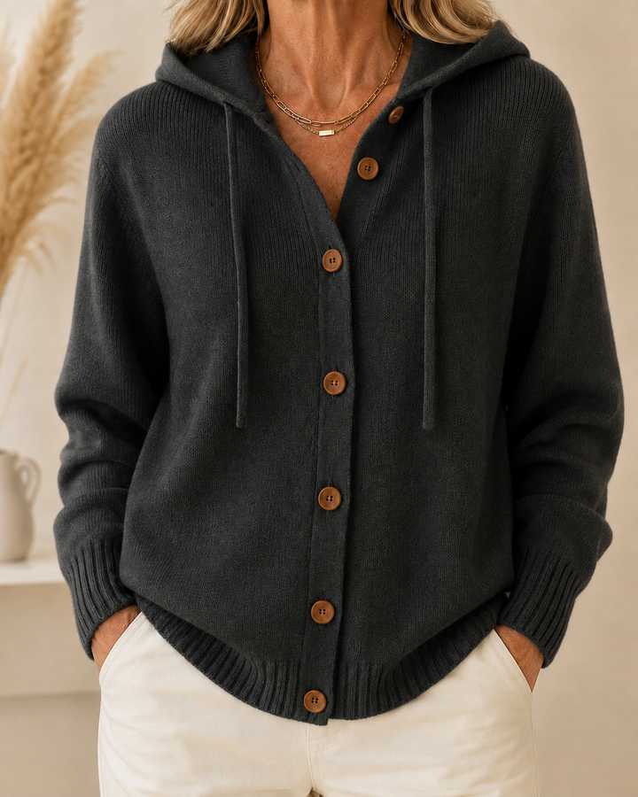 Soft Hooded Sweatshirt with Buttons