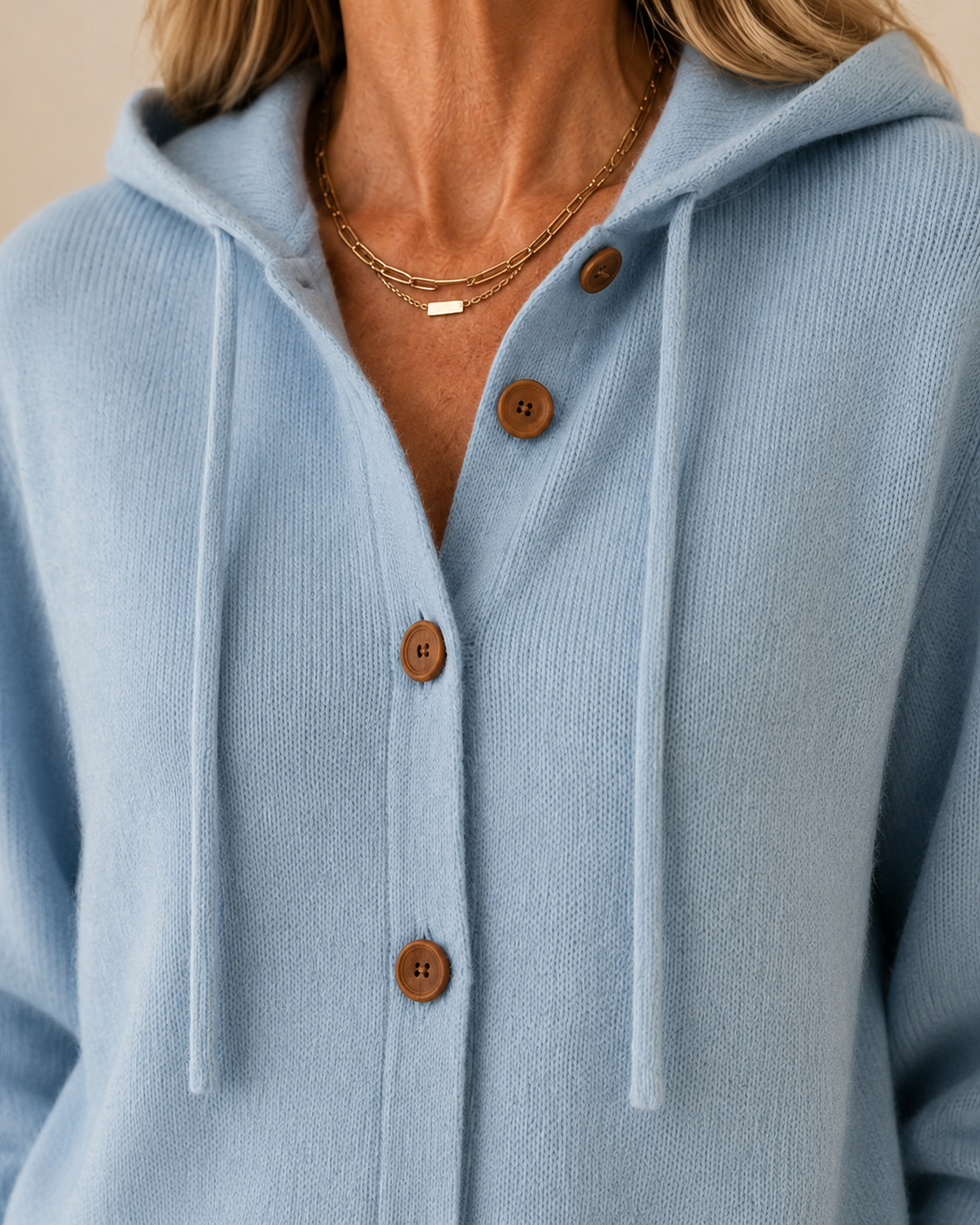 Soft Hooded Sweatshirt with Buttons