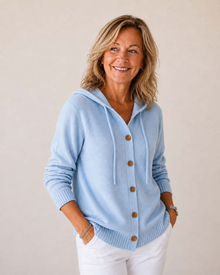 Soft Hooded Sweatshirt with Buttons