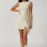 Chloe | High-Neck Tie-Front Wrap Mini Dress