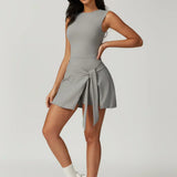 Chloe | High-Neck Tie-Front Wrap Mini Dress