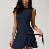 Chloe | High-Neck Tie-Front Wrap Mini Dress