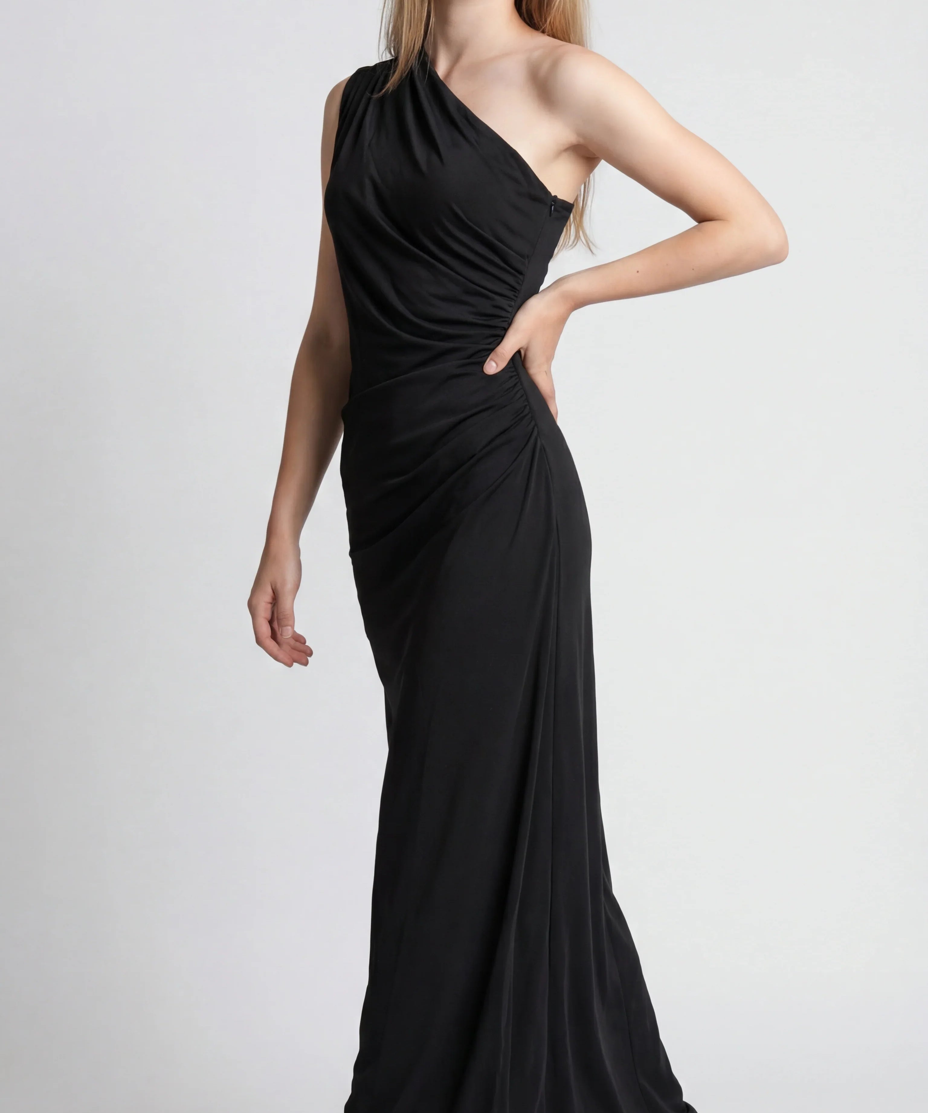 Aurora | Asymmetric Draped One-Shoulder Maxi Dress