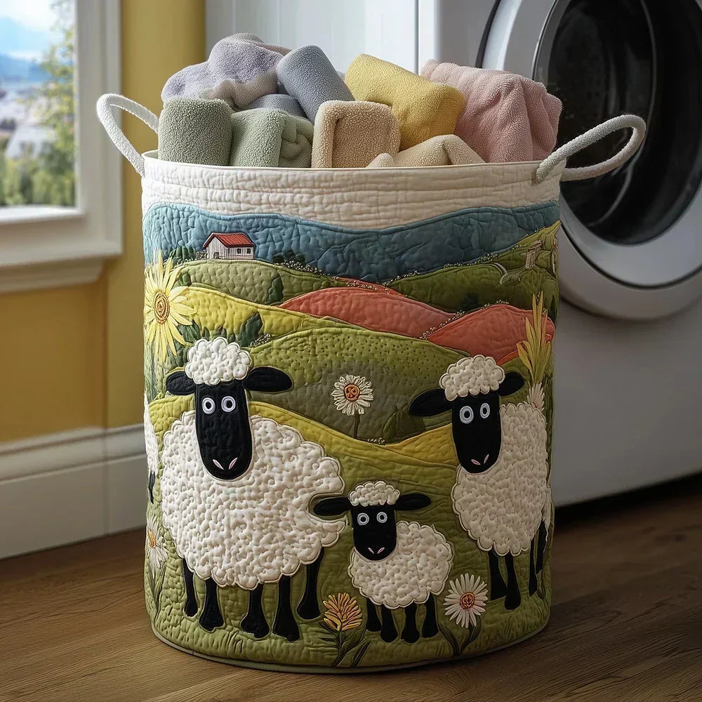 Lined basket with curled sheep