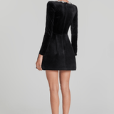 Kimberly | Opulent Black Embellished Velvet Mini Dress