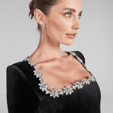 Kimberly | Opulent Black Embellished Velvet Mini Dress