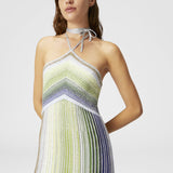 Viktoria | Halterneck High-Low Ruffle Maxi Dress
