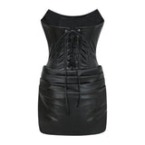 Agnes | Textured Faux Leather Off-the-Shoulder Mini Dress