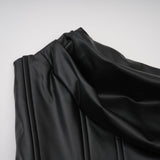 Agnes | Textured Faux Leather Off-the-Shoulder Mini Dress