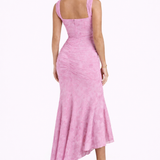 Cleo | Bias-Cut Luminous Cowl Neck Midi Dress