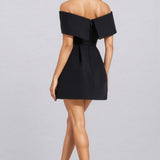 Clare | Structured A-Line Black Off-Shoulder Mini Dress