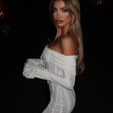 Ava | Romantic Bell Sleeve Off-Shoulder Lace Mini Dress