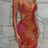 Kendra | Shimmer Lurex Cut-Out Maxi Dress
