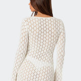 Maré | Breezy Open-Knit Long-Sleeve Crochet Mini Dress