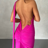 Tina | Versatile Sash One-Shoulder Grecian Maxi Dress